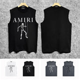 Amiri tank top skull puppet printing