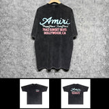 Amiri washed t-shirt wine glass letterprinting short sleeves