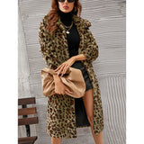 Women Fur Jacket Fashion Casual Leopard Print Plush Coat