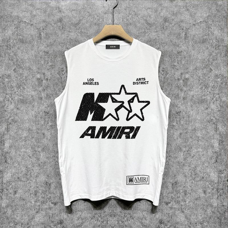 Amiri tank top five-pointed star mottled letterprinting