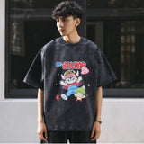 Mens Vintage T Shirt Printed Washed T-Shirt Men