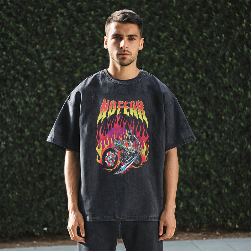 Mens Vintage T Shirt Washed Old Short Sleeve T-Shirt Men