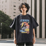 Mens Vintage T Shirt Printed Washed T-Shirt Men