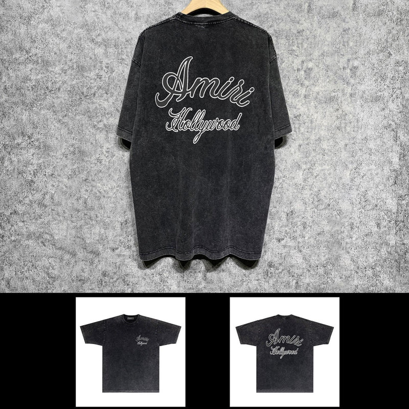 Amiri washed t-shirt letter padded printing short sleeves