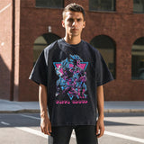 Mens Vintage T Shirt Anime Print Short Sleeve