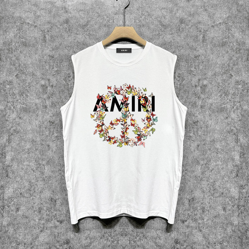 Amiri tank top colorful butterfly garland printing