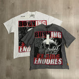 First Row T Shirts BREAKING NEWS BURNING FLAMES CROPPED TEE Fashion Hot Diamond Trend Brand