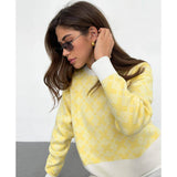 Women Work Business Casual Sweats Jacquard Knitted Sweater