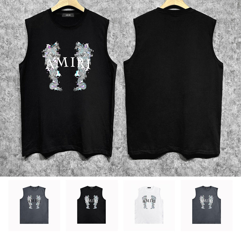 Amiri tank top double dragon print