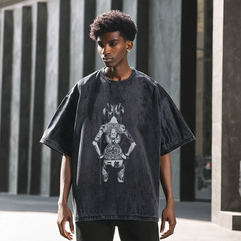 Mens Vintage T-Shirt Vintage Summer Loose