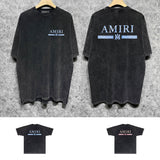 Amiri washed t-shirt crayon horizontal stripes printing short sleeve