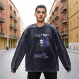 Mens Vintage Long Sleeve Shirt Casual Long Sleeve T-Shirt Men's and Women's