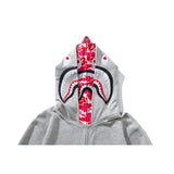 Bathing Ape Hoodie Grey Pink Double Hood Cardigan Zip Hooded Fleece Shark