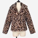 Women Fur Jacket Fluffy Leopard Coat