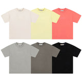 Fog Essentials T Shirts Spring Summer FOG Flocking Letters Crew Neck Pullover Short Sleeves