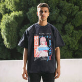 Mens Vintage T-Shirt Cartoon Print Short Sleeve T-Shirt