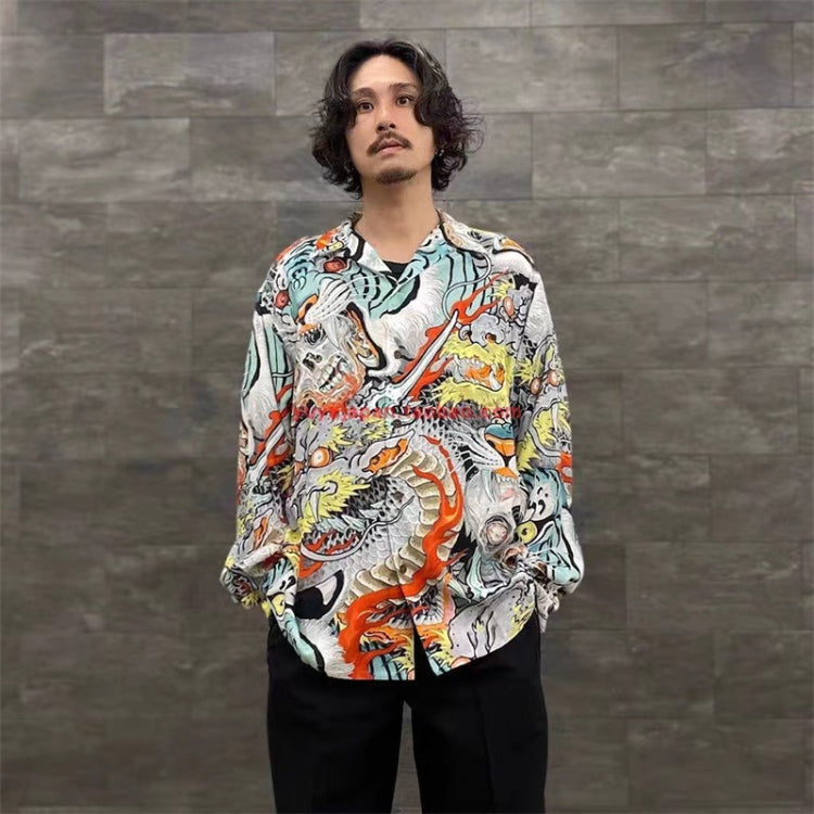 GUILTYPARTIES TIGER Shirts Tiger Totem Skull Long Sleeve Shirt