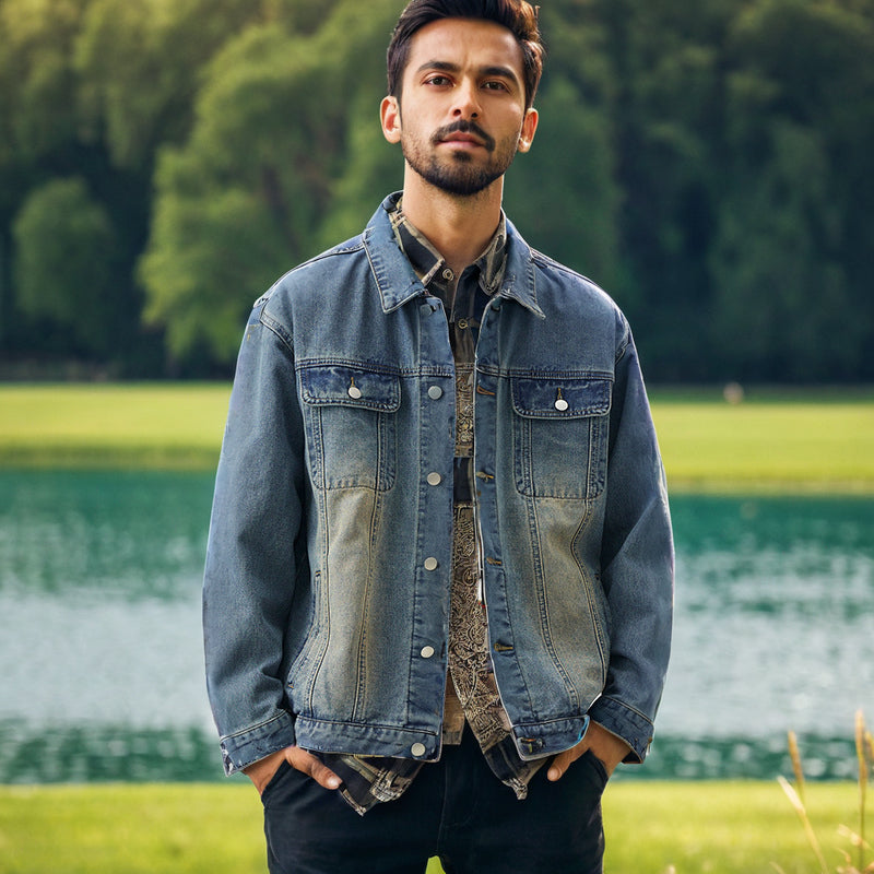 Mens Jacket Autumn Loose Vintage