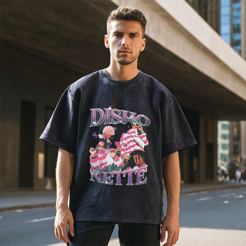 Mens Vintage T Shirt Neckline Short Sleeve T-Shirt Men