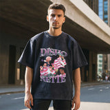 Mens Vintage T Shirt Neckline Short Sleeve T-Shirt Men