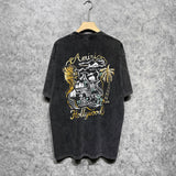 Amiri washed t-shirt hollywood golden dragon printing short sleeve