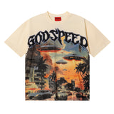 Godspeed T Shirts Urban UFO Printing Cotton Casual Short Sleeve Men and Women
