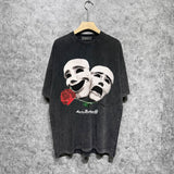 Amiri washed t-shirt double-sided rose printing short sleeves
