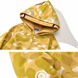 Bathing Ape Hoodie Shark Double Hood Camo Hooded Zip Cardigan Sweater