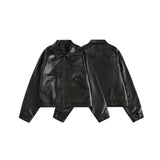 Unisex Pu Jacket Locomotive Style PU Leather Coat Baggy Coat