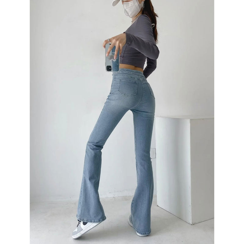Women Jeans Stretch Slim Fit Bell-Bottom Pants Women Tight