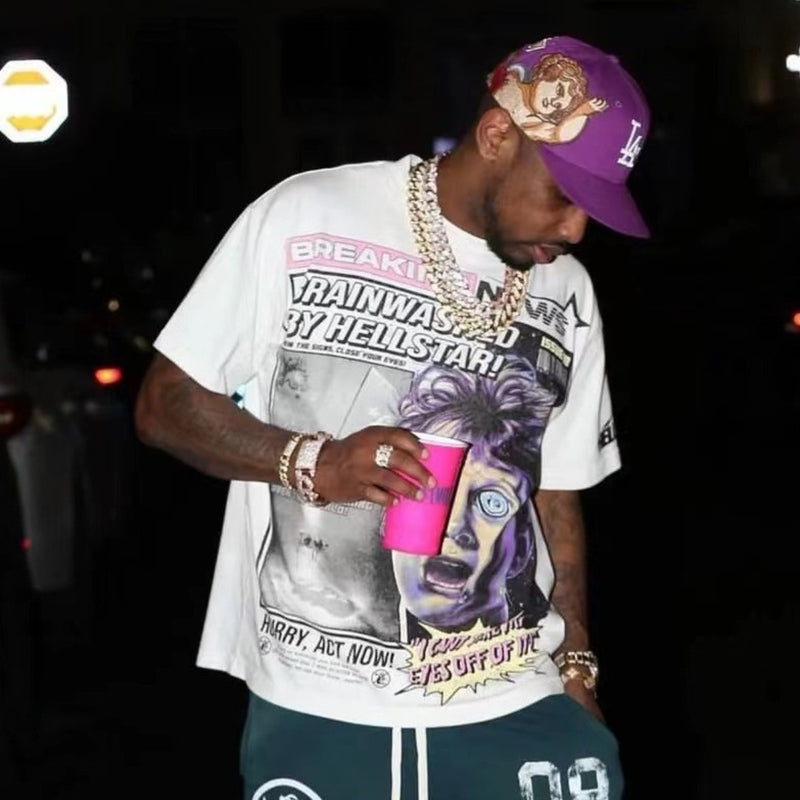 HS T Shirt Graffiti Printing Pure Cotton