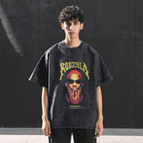 Mens Vintage T Shirt Print Wash Print Short Sleeve