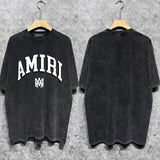 Amiri washed t-shirt spider projection printing short sleeve