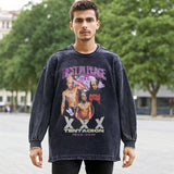 Mens Vintage Long Sleeve Shirt Long Sleeve T-Shirt Men's and Women's Hip Hop