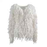 Women Fur Jacket Knitted Sweater Plush Coat