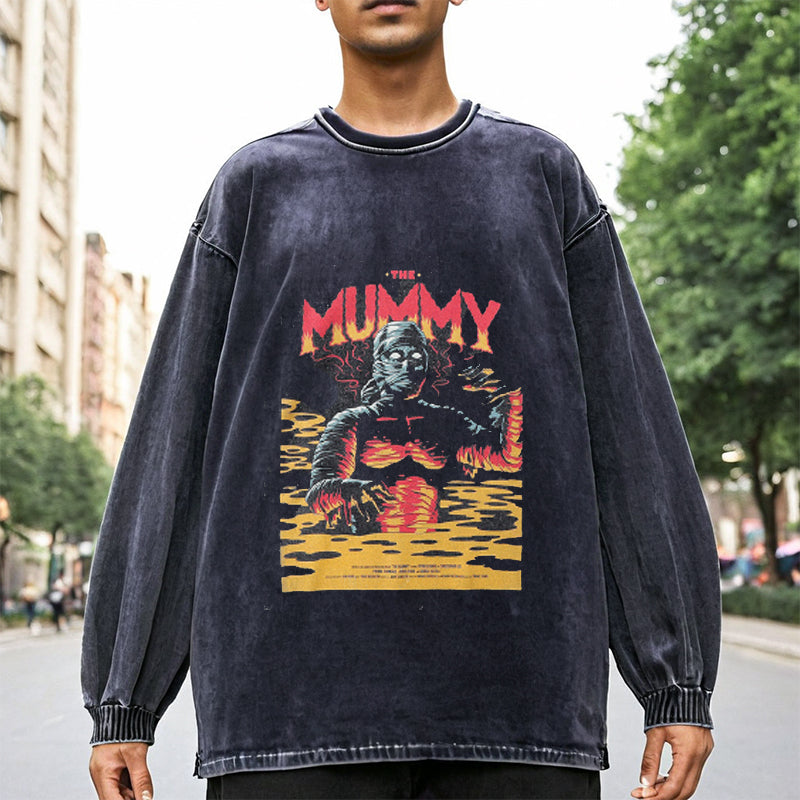Mens Vintage Long Sleeve Shirt Vintage Wash Long Sleeve T-Shirt