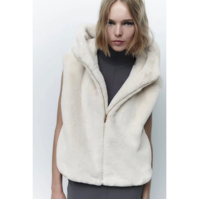 Women Vest Faux Rabbit Fur Vest Soft Coat