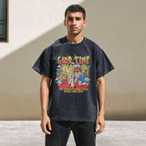 Mens Vintage T Shirt Short Sleeve T-Shirt Men's and Women's Wash