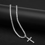 Jewelry Hip Hop Zircon Cross Tennis Street Punk Necklace Spectrum St. Valentine's Crosses