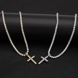 Jewelry Hip Hop Zircon Cross Tennis Street Punk Necklace Spectrum St. Valentine's Crosses