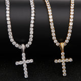 Jewelry Hip Hop Zircon Cross Tennis Street Punk Necklace Spectrum St. Valentine's Crosses