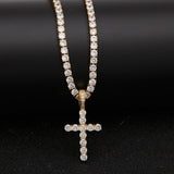 Jewelry Hip Hop Zircon Cross Tennis Street Punk Necklace Spectrum St. Valentine's Crosses