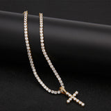Jewelry Hip Hop Zircon Cross Tennis Street Punk Necklace Spectrum St. Valentine's Crosses