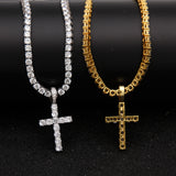 Jewelry Hip Hop Zircon Cross Tennis Street Punk Necklace Spectrum St. Valentine's Crosses