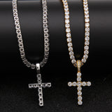 Jewelry Hip Hop Zircon Cross Tennis Street Punk Necklace Spectrum St. Valentine's Crosses