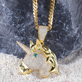 Jewelry Copper Zircon Unicorn Pendant Fashion Trend Cartoon Men's Necklaces Animal