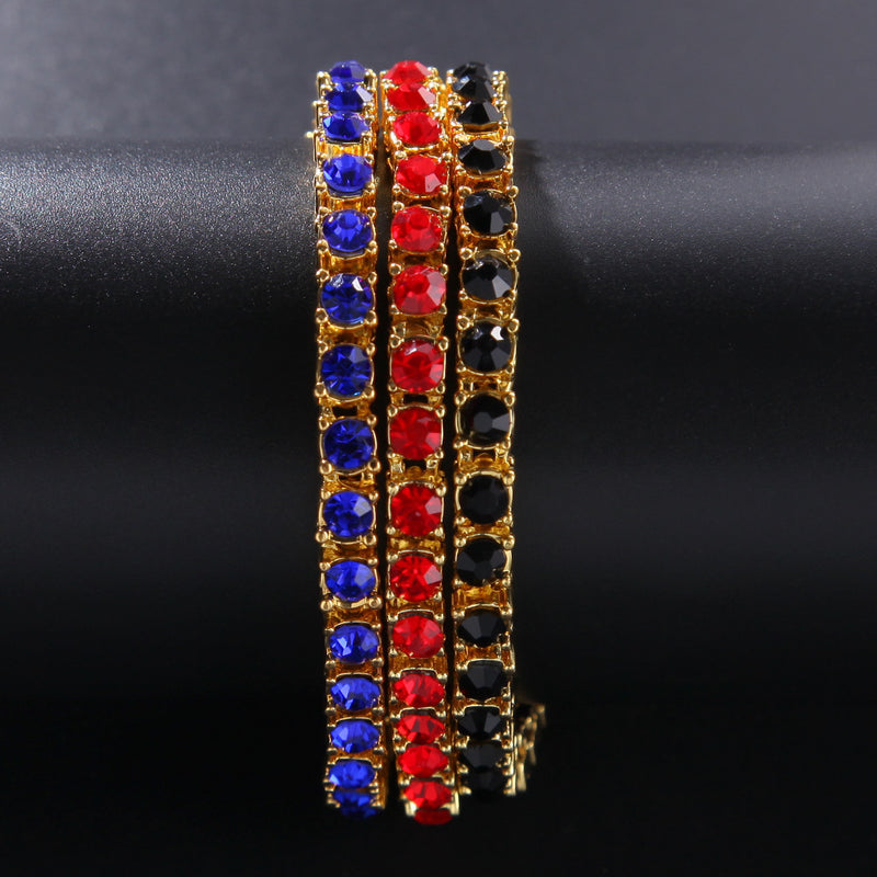 Bracelet Hip Hop Rhinestone Alloy Bracelet Colored Rhinestone Tennis Bracelet St. Valentine's