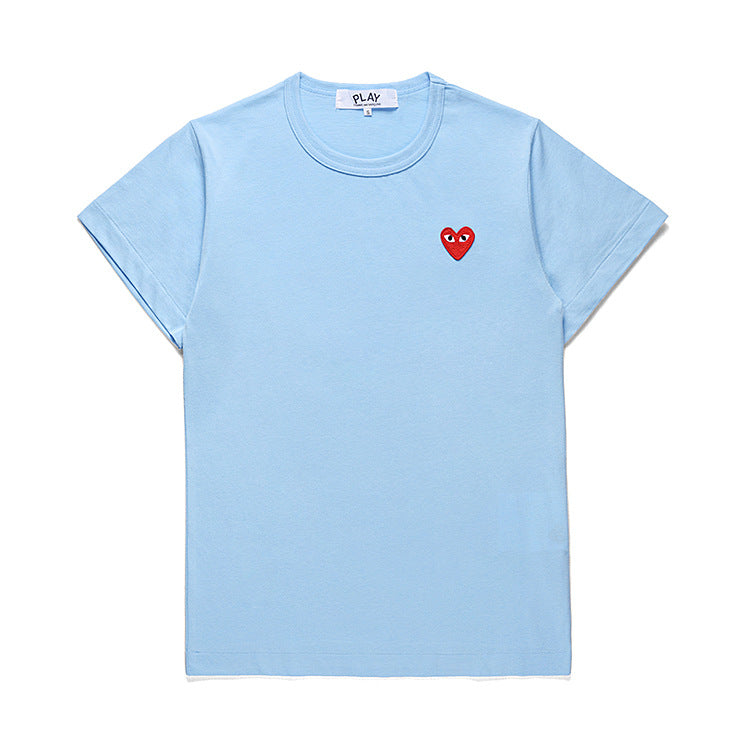 CDG Be Kind T Shirt Spring and Summer Peach Heart round Neck Fir