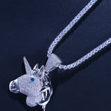 Jewelry Copper Zircon Unicorn Pendant Fashion Trend Cartoon Men's Necklaces Animal