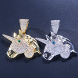 Jewelry Copper Zircon Unicorn Pendant Fashion Trend Cartoon Men's Necklaces Animal